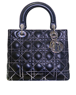 Lady Dior M, Leather/Stitch, Black, 96MA0111, Strap, DB, B, AC, 3* (10)